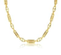 11mm Gold Plated Stars and Bars Chain Necklace, Gold Necklace - 26 Inches, 75g - Bling King London