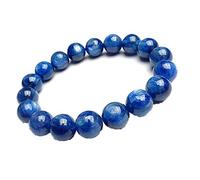 11mm Natural Kyanite Bracelet Blue Gemstone Crystal Round Bead Stretch Bracelet AAAAA, 11mm Round Beads, Metal, natural kyanite gemstone