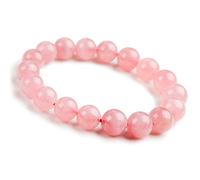 11mm Natural Pink Rose Quartz Crystal Round Beads Bracelet