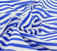 11mm Stripe Polycotton Fabric (Per Metre) - Simply Sew Crafty™ (Royal Blue & White)
