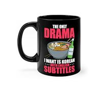 11oz Black Coffee Mug Ceramic Hilarious Korean Drama With English Subtitles Watching Lover Humorous K-Pop Leisure Entertainment Enthusiast 11oz K-Pop Enthusiast Gift for K-Drama Fans