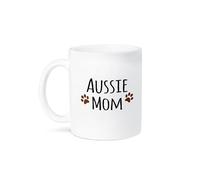 11Oz Ceramic Coffee Mug - Aussie Dog Mom Design (Australian Shepherd Brown Muddy Paw Prints), Gift for Dog Lovers Perfect Holiday Father's Day Mother's Day and Birthday Gifts for Kid Family Friend