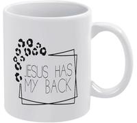 11Oz Ceramic Coffee Mug Ceramic Drinking Cups Jesus Has My Back Coffee Mug Ceramic Drinking Cups Comfortable to Hold Birthday Present for Men Women Wife Husband Daughter Friends