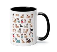 11oz Ceramic Coffee Mug with Comfortable Handle, Novelty Tea Cup for Women | Dishwasher and Microwave Safe, Cute Chihuahua Pug Pattern Coffee Cups, Aesthetic Drinking Cup for Home Office Gift