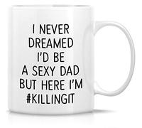 11Oz Ceramic Drinking Cup - "I Never Dreamed I'd Be an Awesome Dad But I'm Killing It" Funny Sarcastic Design, Birthday Father's Day Gift for Him Papa Father