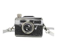 11OZ Creative Camera Hip Flask Stainless Steel Alcohol Flask with Removable Strap Portable Leak Proof Hidden Whiskey Hip Flask Men Women Personalized Quirky Fun Party Travel Outdoor Gift (Black)