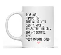 11Oz Dad Coffee Mug - "Dear Dad Thanks for Everything" Design, Father's Day/Birthday Gift from Children Perfect Holiday Christmas and Birthday Gifts for Kid Family Friend