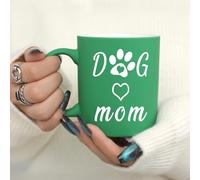 11oz Dog Mum Mug Gifts, Dog Mom Ceramic Coffee Mug Mothers Day Mug with Text - Gifts for Women, Her, Mom, Friends, Colleagues - for Christmas, Birthday, Doggy Lovers (Green)