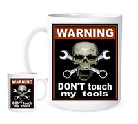 11OZ Don't Touch My Tools Logo Mug, Lovely Ceramic Gift Mug Featuring Emblem Funny Joke Laugh Mechanic Gift