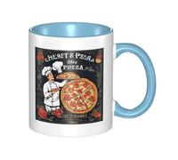 11oz Double Color Ceramic Mug Funny Chef Pizza Print Coffee & Tea Cup Two-Tone Gift Mug for Women & Men