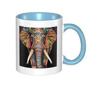 11oz Double Color Ceramic Mug Funny Colorful Elephant Print Coffee & Tea Cup Two-Tone Gift Mug for Women & Men