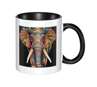 11oz Double Color Ceramic Mug Funny Colorful Elephant Print Coffee & Tea Cup Two-Tone Gift Mug for Women & Men
