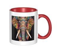 11oz Double Color Ceramic Mug Funny Colorful Elephant Print Coffee & Tea Cup Two-Tone Gift Mug for Women & Men