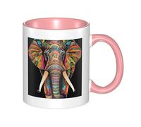 11oz Double Color Ceramic Mug Funny Colorful Elephant Print Coffee & Tea Cup Two-Tone Gift Mug for Women & Men