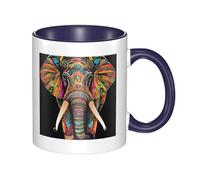 11oz Double Color Ceramic Mug Funny Colorful Elephant Print Coffee & Tea Cup Two-Tone Gift Mug for Women & Men