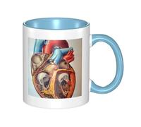 11oz Double Color Ceramic Mug Funny Human Anatomy Heart Chart Print Coffee & Tea Cup Two-Tone Gift Mug for Women & Men