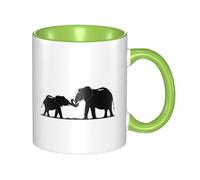 11oz Double Color Ceramic Mug Funny Old Elephant and Young Elephant Print Coffee & Tea Cup Two-Tone Gift Mug for Women & Men