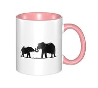 11oz Double Color Ceramic Mug Funny Old Elephant and Young Elephant Print Coffee & Tea Cup Two-Tone Gift Mug for Women & Men