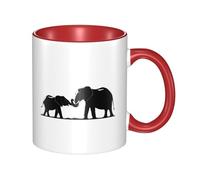 11oz Double Color Ceramic Mug Funny Old Elephant and Young Elephant Print Coffee & Tea Cup Two-Tone Gift Mug for Women & Men