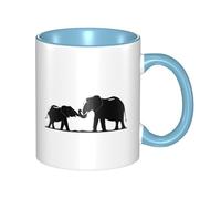 11oz Double Color Ceramic Mug Funny Old Elephant and Young Elephant Print Coffee & Tea Cup Two-Tone Gift Mug for Women & Men
