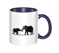11oz Double Color Ceramic Mug Funny Old Elephant and Young Elephant Print Coffee & Tea Cup Two-Tone Gift Mug for Women & Men