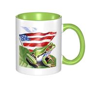 11oz Double Color Ceramic Mug Funny Puerto Rico Flag Frog Palm Trees Print Coffee & Tea Cup Two-Tone Gift Mug for Women & Men