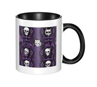 11oz Double Color Ceramic Mug Funny Purple Black Goth Spooky Print Coffee & Tea Cup Two-Tone Gift Mug for Women & Men