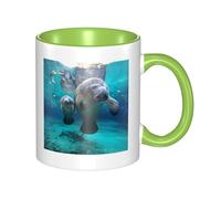 11oz Double Color Ceramic Mug Funny West Indian Manatees Print Coffee & Tea Cup Two-Tone Gift Mug for Women & Men