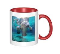 11oz Double Color Ceramic Mug Funny West Indian Manatees Print Coffee & Tea Cup Two-Tone Gift Mug for Women & Men
