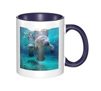 11oz Double Color Ceramic Mug Funny West Indian Manatees Print Coffee & Tea Cup Two-Tone Gift Mug for Women & Men