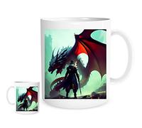 11OZ Dragon and Knight Mug for Tea or Coffee Fantasy Dungeons