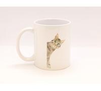 11oz Family Friends Peeping Cat Ceramic Tea Coffee Mug from Original Pencil Artwork