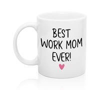 11Oz Funny "Best Work Mom Ever" Novelty Ceramic Coffee Mug - Mother's Day/Retirement Goodbye/Thank You Gift for Mom Aunt Sister Coworker Boss Mentor Work Best Friends