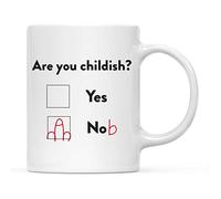 11Oz. Funny Coffee Mug - "are You Childish? Yes Nob" Checkbox Graphic, 1-Pack (Includes Box) Perfect Holiday Father's Day Mother's Day and Birthday Gifts for Kid Family Friend