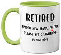Stuff4 Funny Retirement Gifts for Women Men - Retired Under New Management - 11oz Green Ceramic Coffee Mugs, Happy Retirement Mug Gifts, Mugs for Men Women, Leaving Colleagues