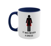 11oz It was Never A Dress Mug Multi-Purpose Unique Gender Equality Coffee Mugs Reusable Porcelain Drinking Cup for Coffee/Tea/Hot Cocoa