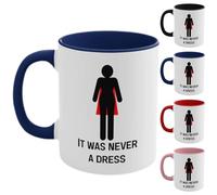 11oz It Was Never a Dress Mug, Women Empowering Ceramic Coffee Cup, 2025 Novelty Creativity Thermal Development Drink Cups Unique Gifts for Womens (Blue)