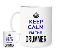 11OZ Keep Calm I'm The Drummer Mug, Lovely Ceramic Gift Mug Featuring Emblem Music Band Joke Musician Birthday Gift