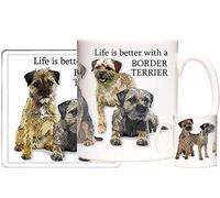 11OZ Mug and Coaster Set Border Terrier Gift, Life is Better with A Border Terrier Dog, Ceramic Gift Mug and Acrylic Coaster. Can Be Personalised