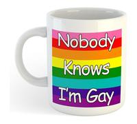11oz Mug | Nobody Knows I'm Gay | Printed Funny Gift Idea Cup Tea Coffee