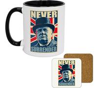 11oz Mug | Winston Churchill Never Surrender | Printed Funny Gift Idea Cup Tea Coffee