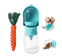 11OZ Portable Dog Water Bottle with Food Container | BPA-Free | Leak-Proof | Perfect for Outdoor Walks (Blue, 11OZ)