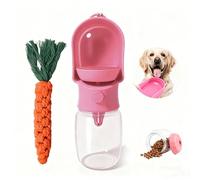 11OZ Portable Dog Water Bottle with Food Container | BPA-Free | Leak-Proof | Perfect for Outdoor Walks (Pink, 11oz)