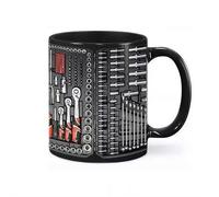 11oz Toolbox Coffee Mug - 3D Wraparound Mechanic Tools Print Ceramic Cup, Novelty Gift for Mechanics Engineers Handyman, Funny Garage Office Desk Decor (3.74" x 3.15")
