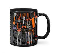 11oz Toolbox Coffee Mug - 3D Wraparound Mechanic Tools Print Ceramic Cup, Novelty Gift for Mechanics Engineers Handyman, Funny Garage Office Desk Decor (3.74" x 3.15")