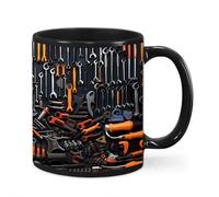 11oz Toolbox Coffee Mug - 3D Wraparound Mechanic Tools Print Ceramic Cup, Novelty Gift for Mechanics Engineers Handyman, Funny Garage Office Desk Decor (3.74" x 3.15")