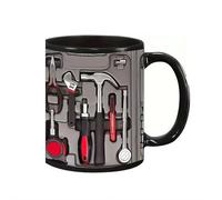 11oz Toolbox Coffee Mug - 3D Wraparound Mechanic Tools Print Ceramic Cup, Novelty Gift for Mechanics Engineers Handyman, Funny Garage Office Desk Decor (3.74" x 3.15")