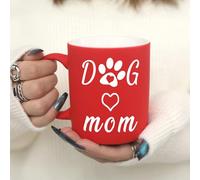 11oz Vibrant Dog Mum Gifts, Dog Mom Ceramic Coffee Mug Mothers Day Mug with Text - Gifts for Women, Her, Mom, Friends, Colleagues - for Christmas, Birthday, Doggy Lovers (Red)