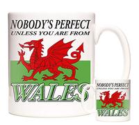 11OZ WELSH MUG Nobody's Perfect Unless You're from Wales. Welsh Dragon Flag Patriotic gift mug for people born and raised in Wales. Can be personalised