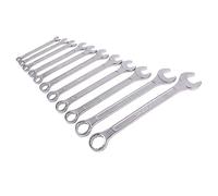 11pc Carbon Steel Metric Combination Spanner Set - Ratchet MM Ring Socket Wrench Plumbing Nut Spanners - by Blackspur